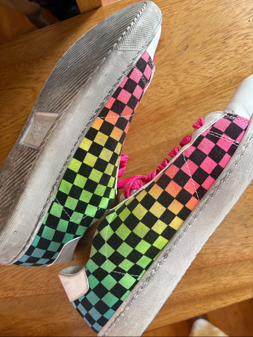 Amiri Viper Rainbow Checkered Leather Sneakers - Picture 6 of 6